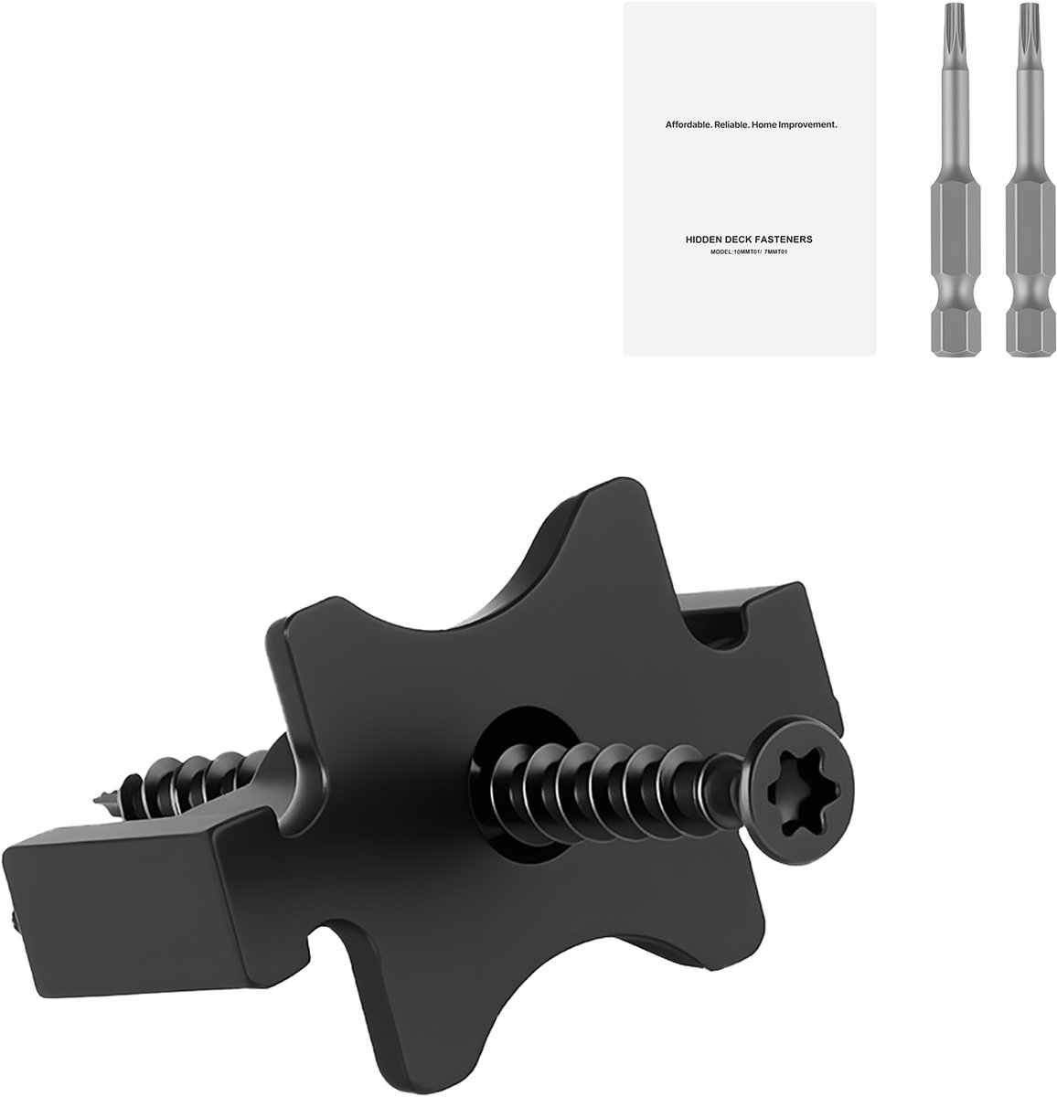 1000 Stuks Verborgen Terrasbevestigingen voor Composiet Terrasplanken, Universele T-Clips en Kunststof Bevestigingsmiddelen met Metalen Schroeven, Polypropyleen Clips voor Kieren van 6,5 mm, Zwart