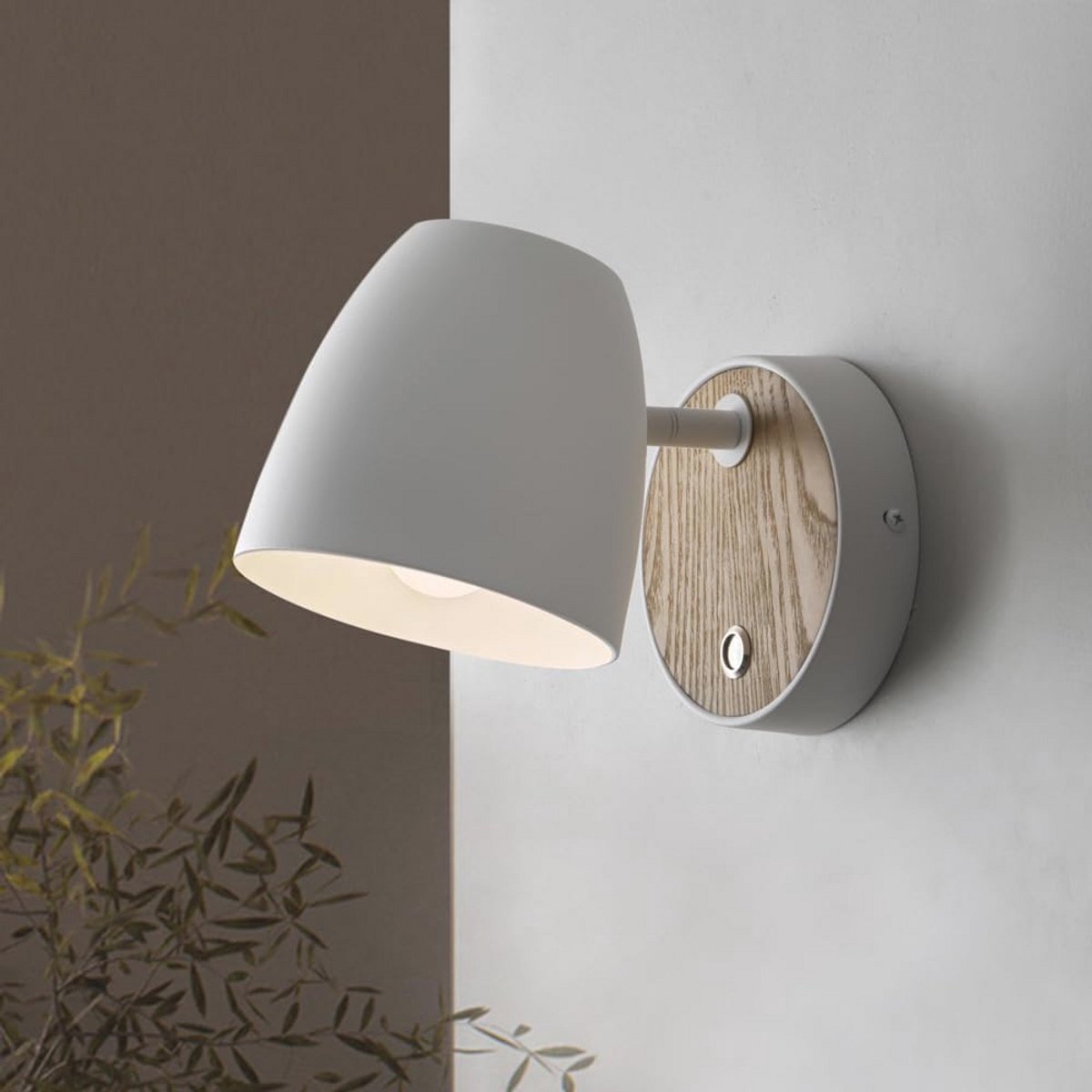 Wandlamp met schakelaar - Vintage houten wandlamp - E27 - Draaibaar - Modern rond voor slaapkamer, woonkamer, hal, en badkamer