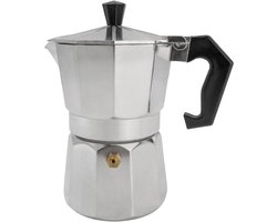 Intirilife Espressomaker aluminium - zilver - 3 kopjes mokkapot, 160 ml Italiaanse koffie, koffiezetapparaat geschikt voor gas, keramische kookplaat, elektrische kookplaat