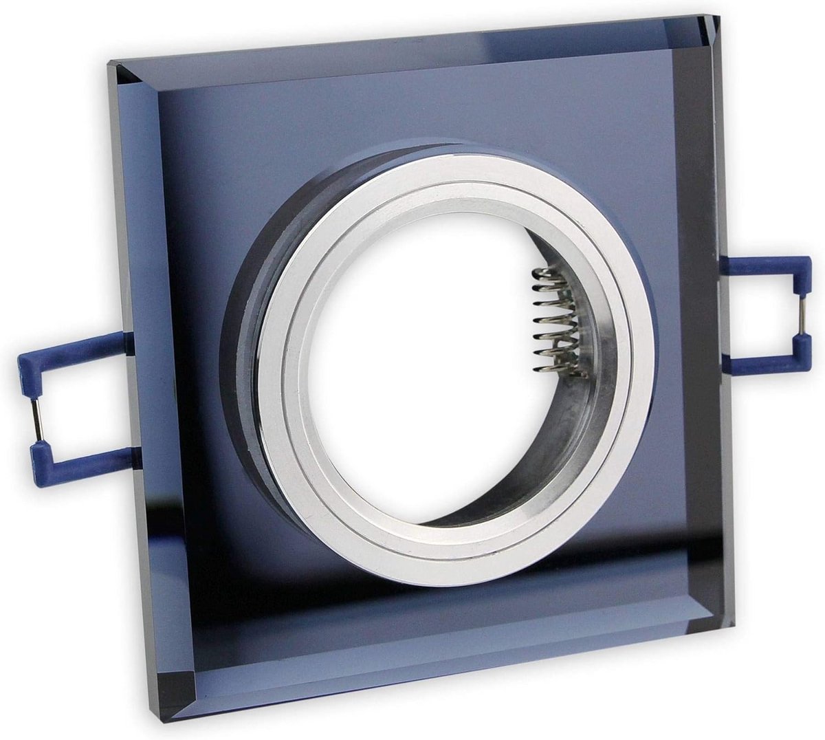 Zwarte LED Inbouwspots Hoekig Glas 7W Warm Wit - Ø60mm Boorgat - Dimbare Spot