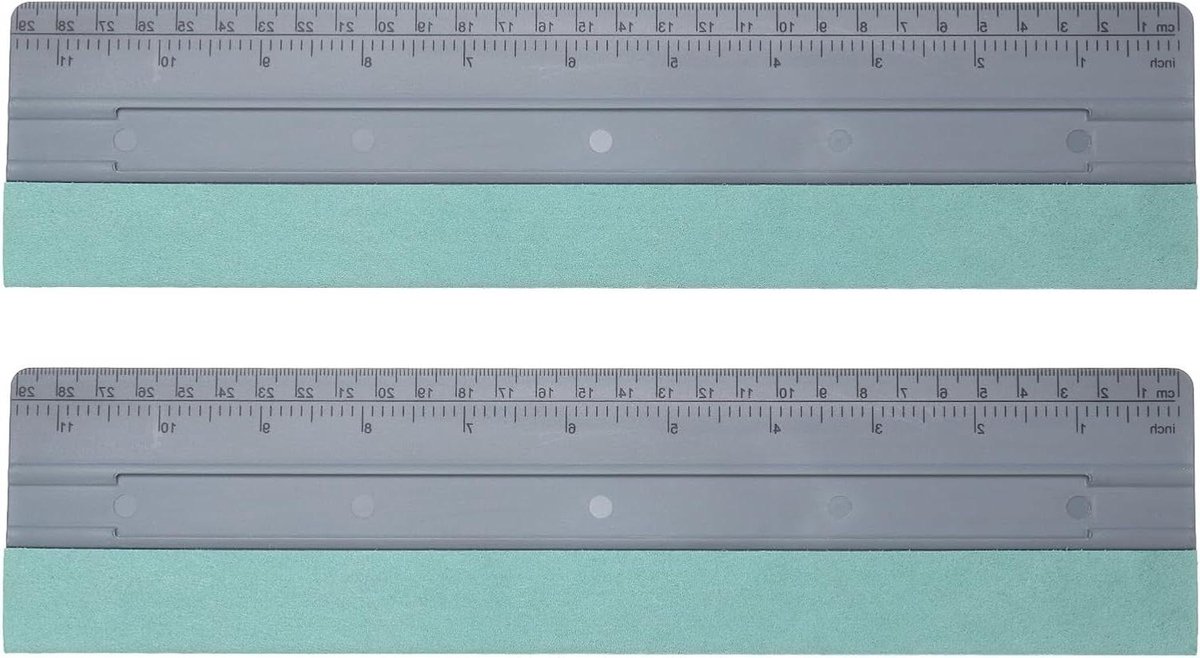 Allecta - Vinylrakel met vilten rand 30 cm - 2 stuks - Sticker Vinylschraper Liniaal - Autobehang Raam Privacyfolie - Grijs