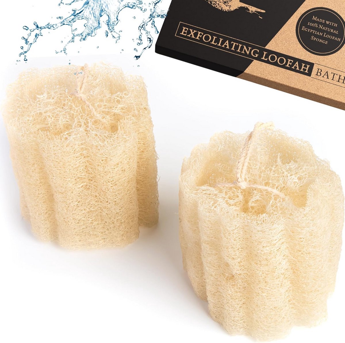 Natuurlijke Luffa Spons - 2-Pack Exfoliërende Spons voor Douche en Bad