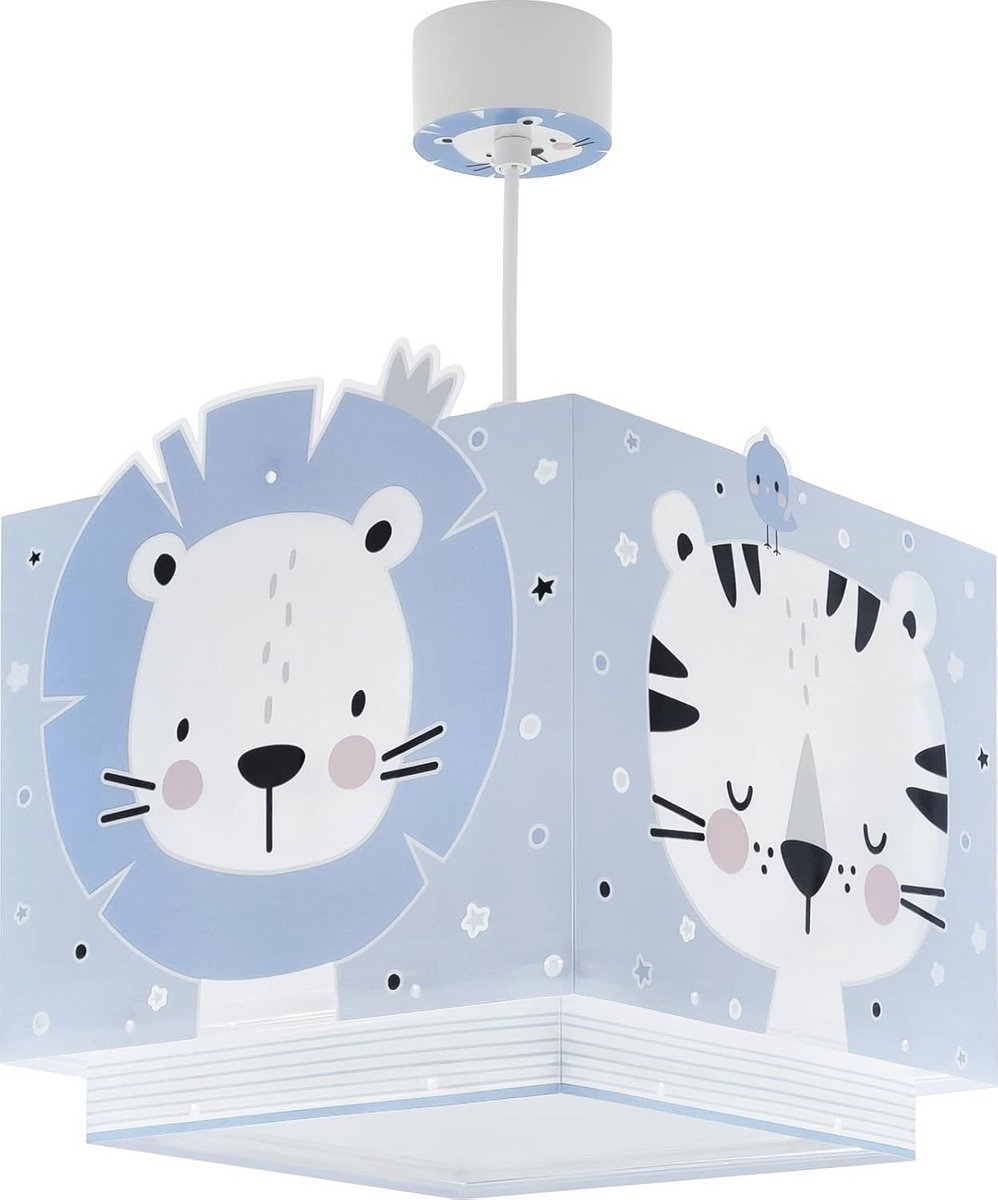 Kinder hanglamp voor slaapkamer - Baby Jungle thema - blauw met dierenmotieven