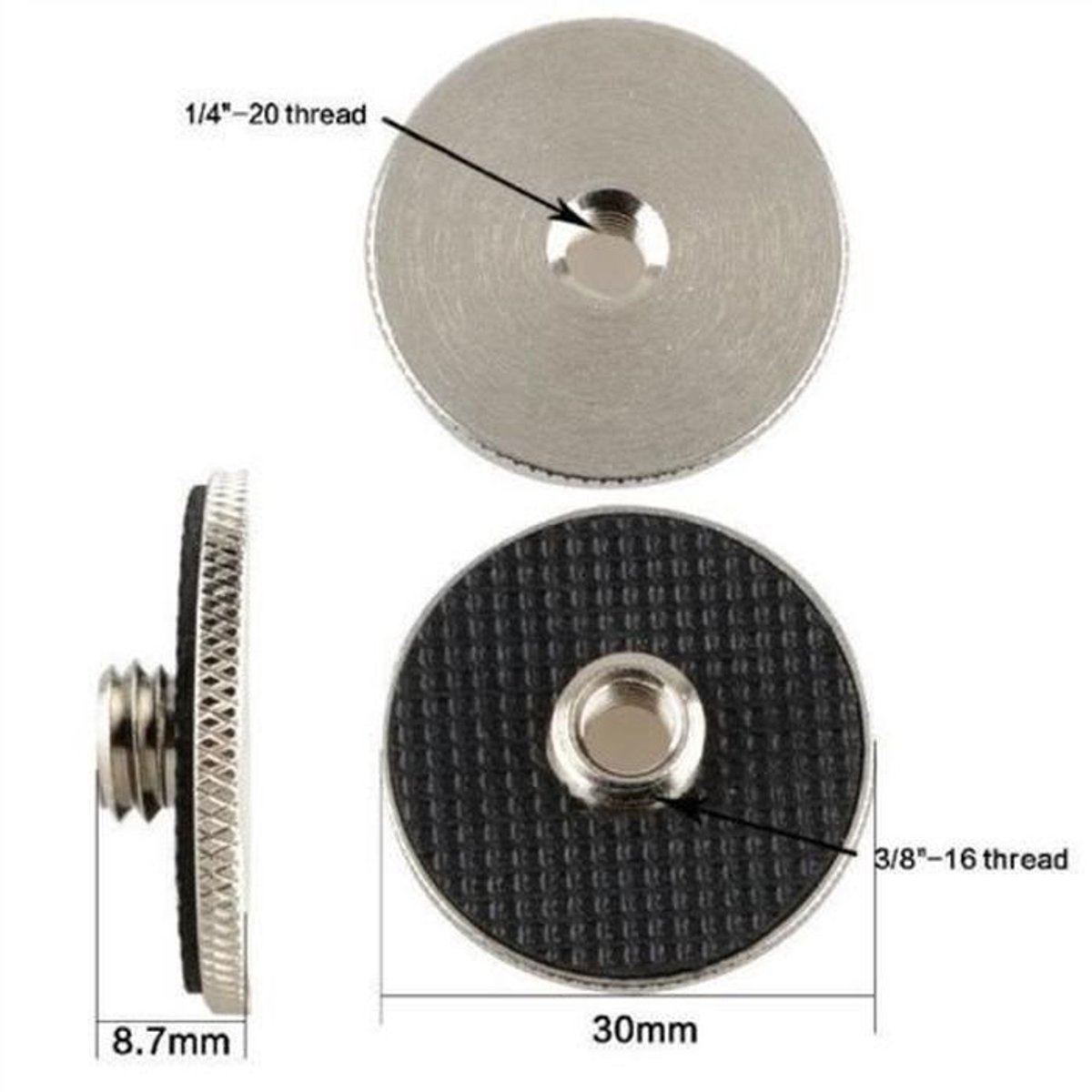 1/4" naar 3/8" schroefadapter voor statief en monopod - 2 stuks