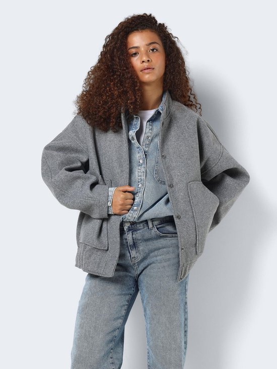 Noisy May NMHALSTON L/S BOMBER JACKET WVN NOOS Dames Bomberjack - grijs - L