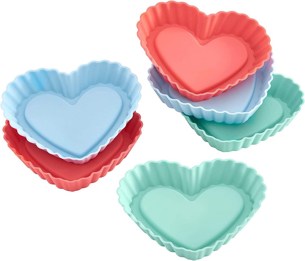 Set van 6 Hartvormige Siliconen Taartvormen voor Mini Taartjes en Gebak