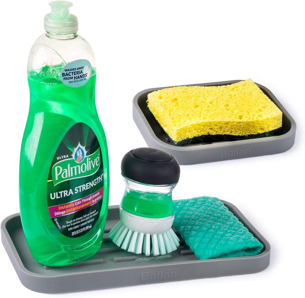 Siliconen Sponshouder Set voor Keuken - Organizer Tray voor Spons en Zeep - Grijs
