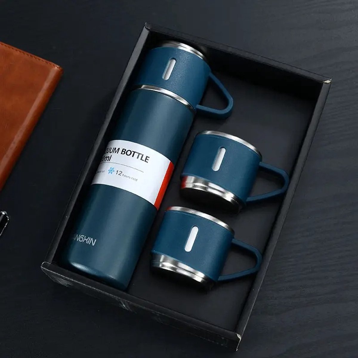 Thermosfles Set 500 ml met 2 Bekers – RVS 304 – Warm & Koud Geïsoleerd