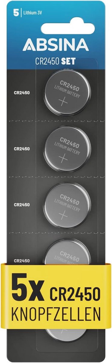 Knoopcel CR2450 - Verpakking van 5 stuks, Lekvrij met Lange Houdbaarheid
