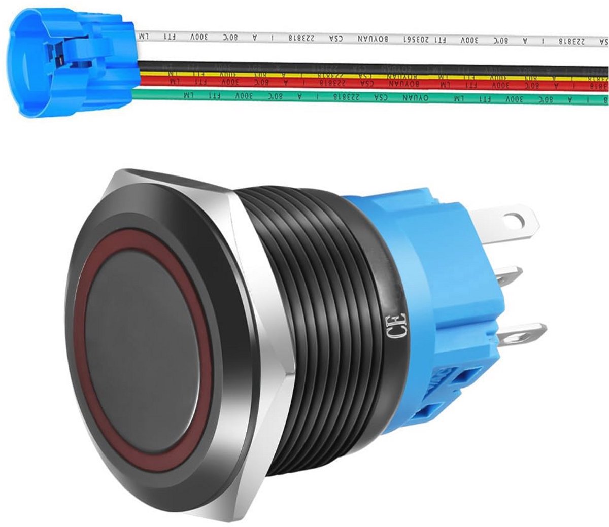22mm Roestvrijstalen Drukknop AAN UIT Waterdicht met LED Indicator