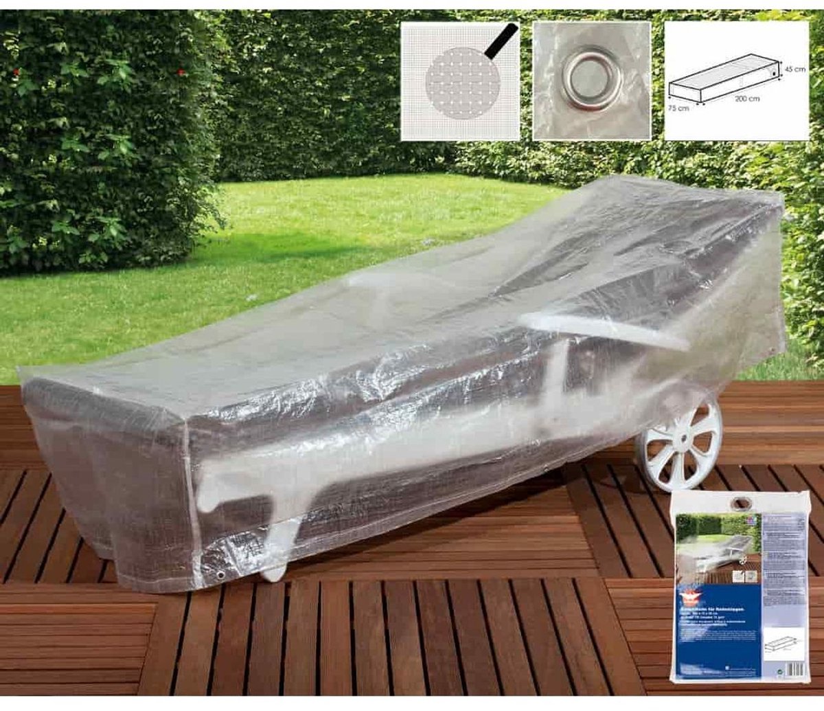Beschermhoes transparant ligstoel, ca200x75x45