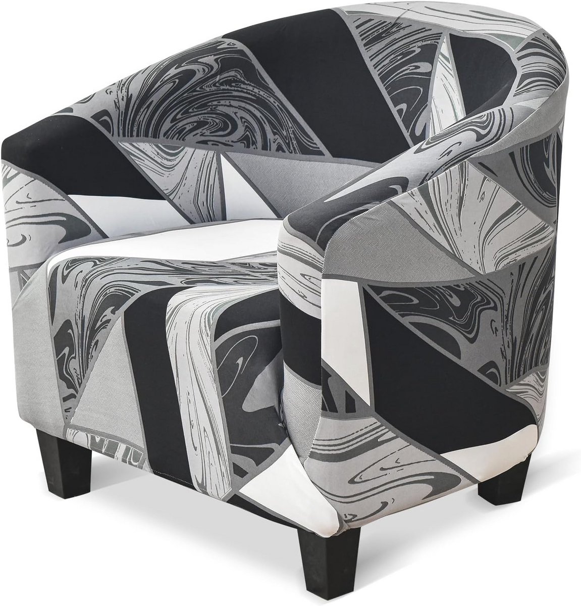 Hoge stretch stoelhoezen voor kuipstoelen – Geometrisch design – Voor woonkamer, hotel en eetkamer