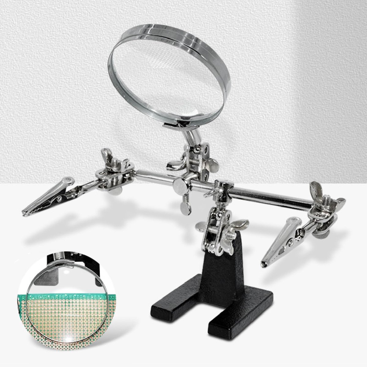 Solder Holder with Magnifier, Solder PCB Holder, Third Hand Soldering, Soldering Station with Magnifier, Electronic Repair Tools, Model Making, Accessories, Soldering Accessories