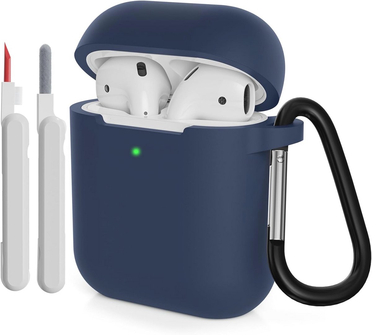 Zachte Siliconen Hoes voor AirPods 2 - Schokbestendige Bescherming met Reinigingsset - Blauw