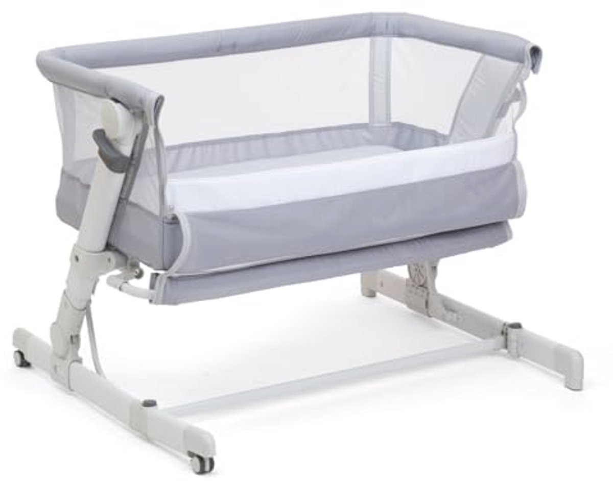 Co-slaapbedje Pop Up Kinderbedje - Compact en Verstelbaar met Matras en Reistas - Grijze Mist