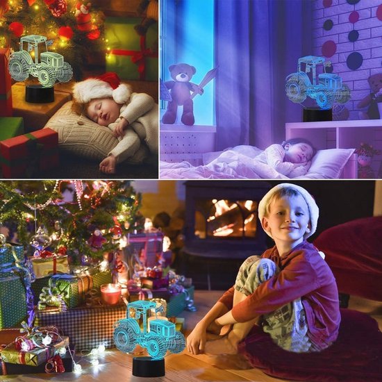 3D Tractor Nachtlamp - USB Aangedreven, Afstandsbediening & Aanraak Schakelaar, 16 Kleuren LED Tafel Lamp, Creatieve Decoratie voor Kinderen, Cadeau voor Verjaardag en Kerst — afbeelding 3