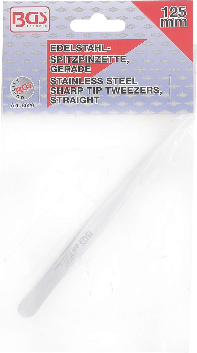 RVS Pincet Recht 125 mm - Perfect voor Verlijmen en Loslaten van Folie en Stickers
