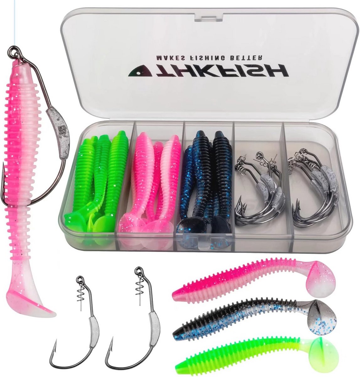 Vishaken Twist-lock en Gewogen Haken - Onkruidloze Swimbait Haken voor Zoute en Zoetwater