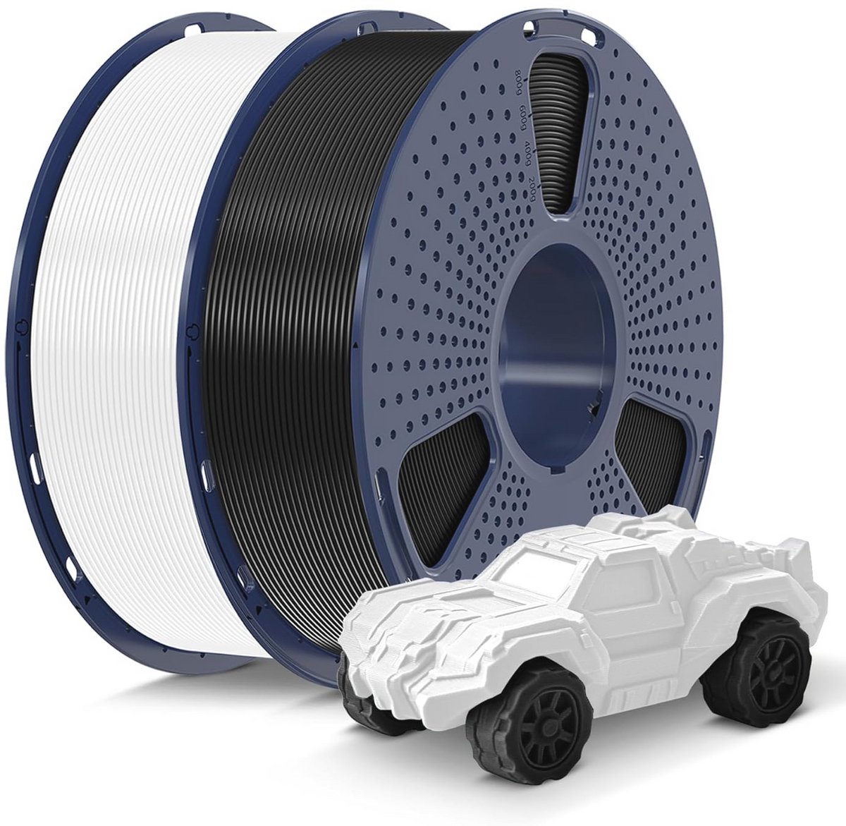 1.75mm PLA 3D Printer Filament - 1kg Spoel, Zwart en Wit, 2 Pack
