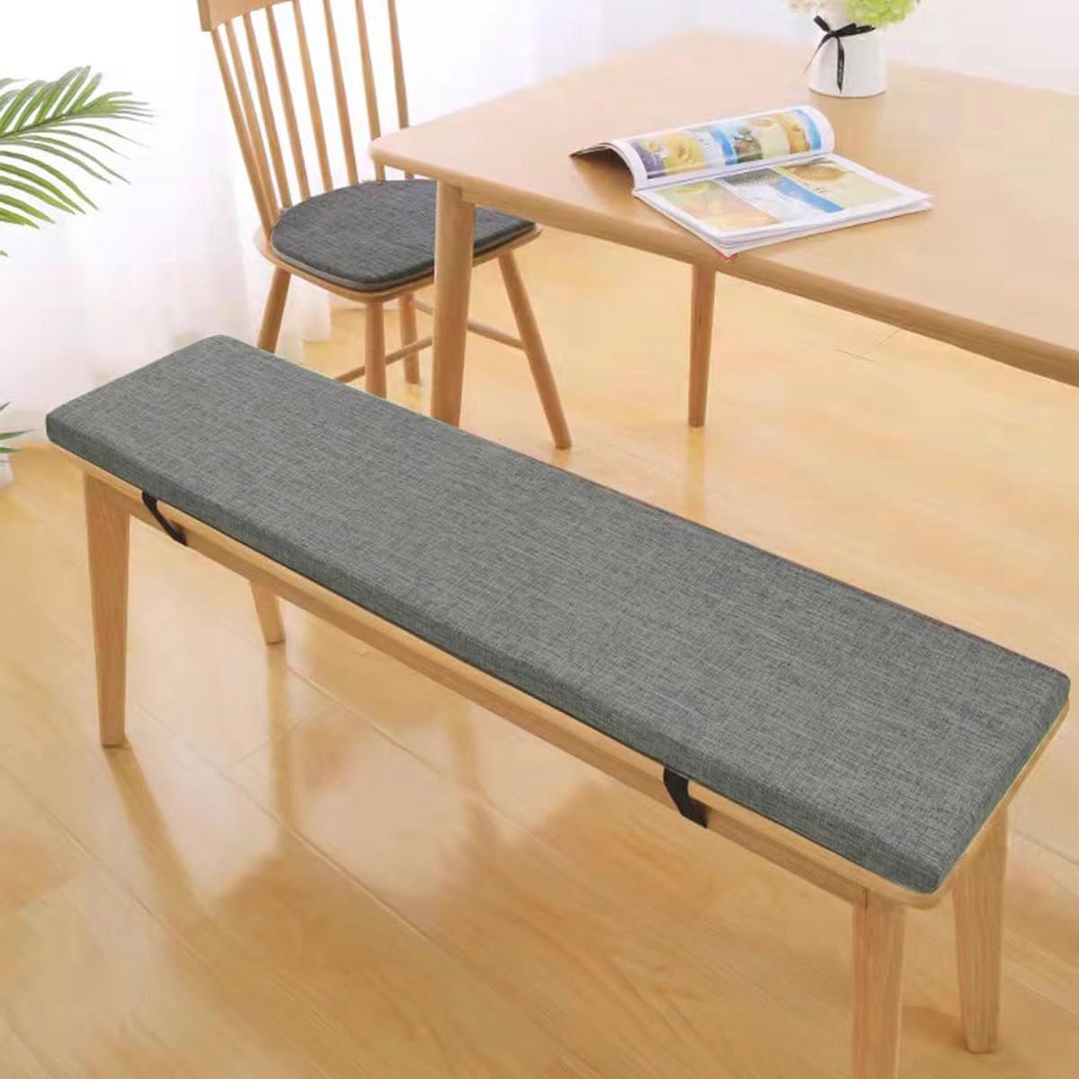 3 cm dik zitkussen, bankkussen, wasbaar, stoelkussen, tuinbank, outdoor, zitkussen, groot voor stoel, vloer, bureaustoel, donkergrijs, 140 x 40 x 3 cm