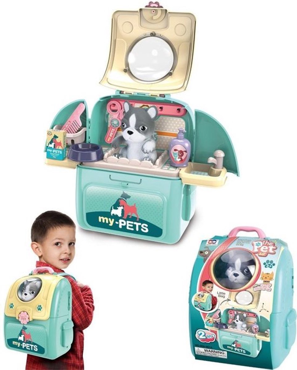 Leuke speelset honden en katten - 10-delig - Trimsalon in rugzak - Compact en Multifunctioneel - Ideaal voor dierenliefhebbers
