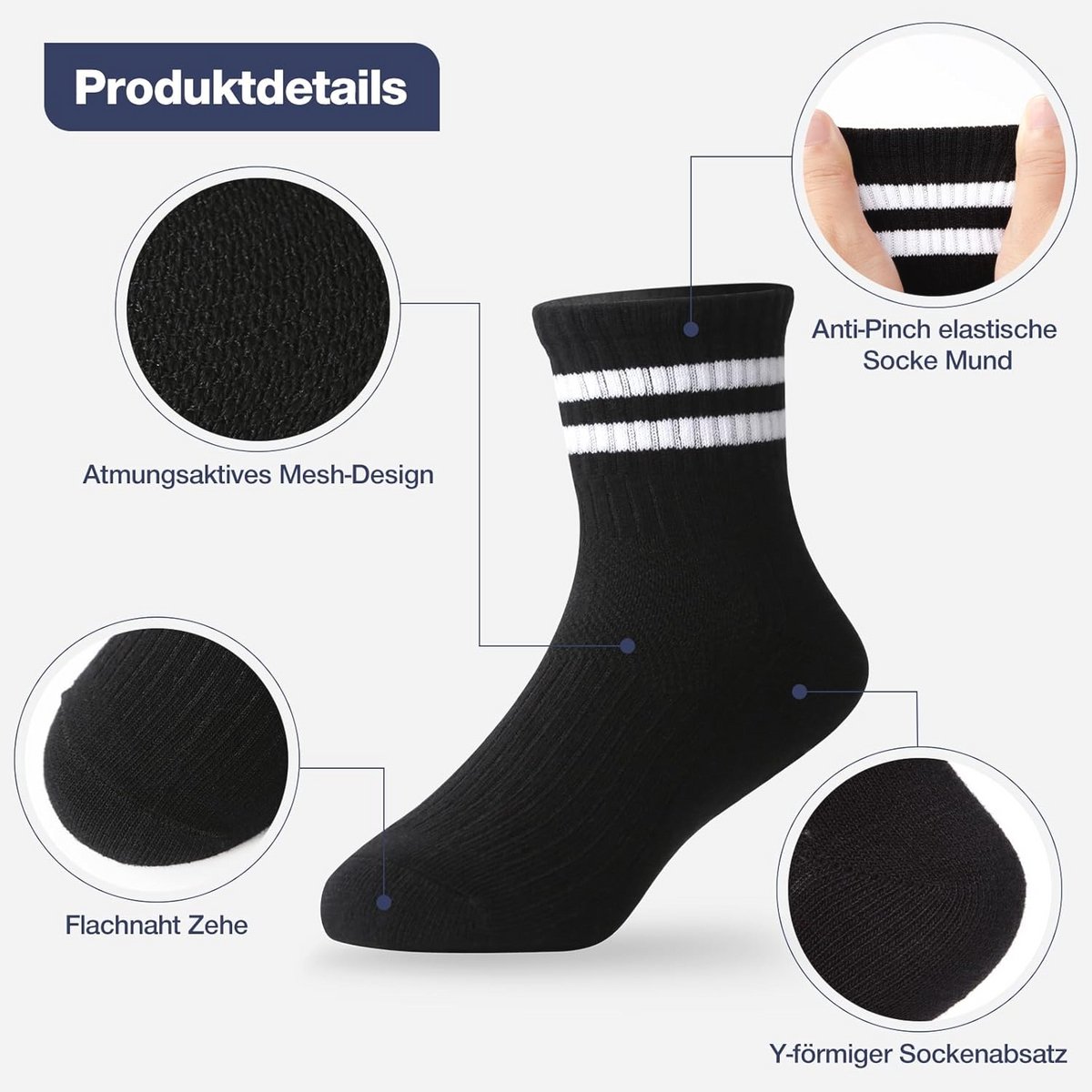 Elastische Katoen Tennissokken voor Kinderen - Unisex Sport Sokken - 9 Paar