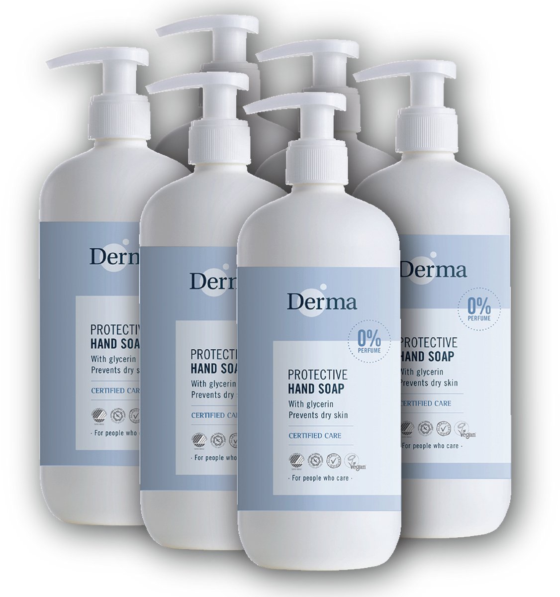 Derma Family Vloeibare Handzeep - Parfumvrij - voor Gevoelige huid - met Glycerine - Hypoallergeen - 6 x 500 ml