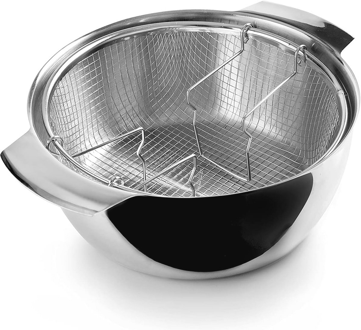 Frituurpan met mandje 24 cm roestvrij staal voor inductie