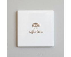 Decoratieve Keramische Tegel “Coffee Lover” met Minimalistisch Koffiekopje Design – Keuken & Koffiehoek Wanddecoratie – 15 × 15 cm