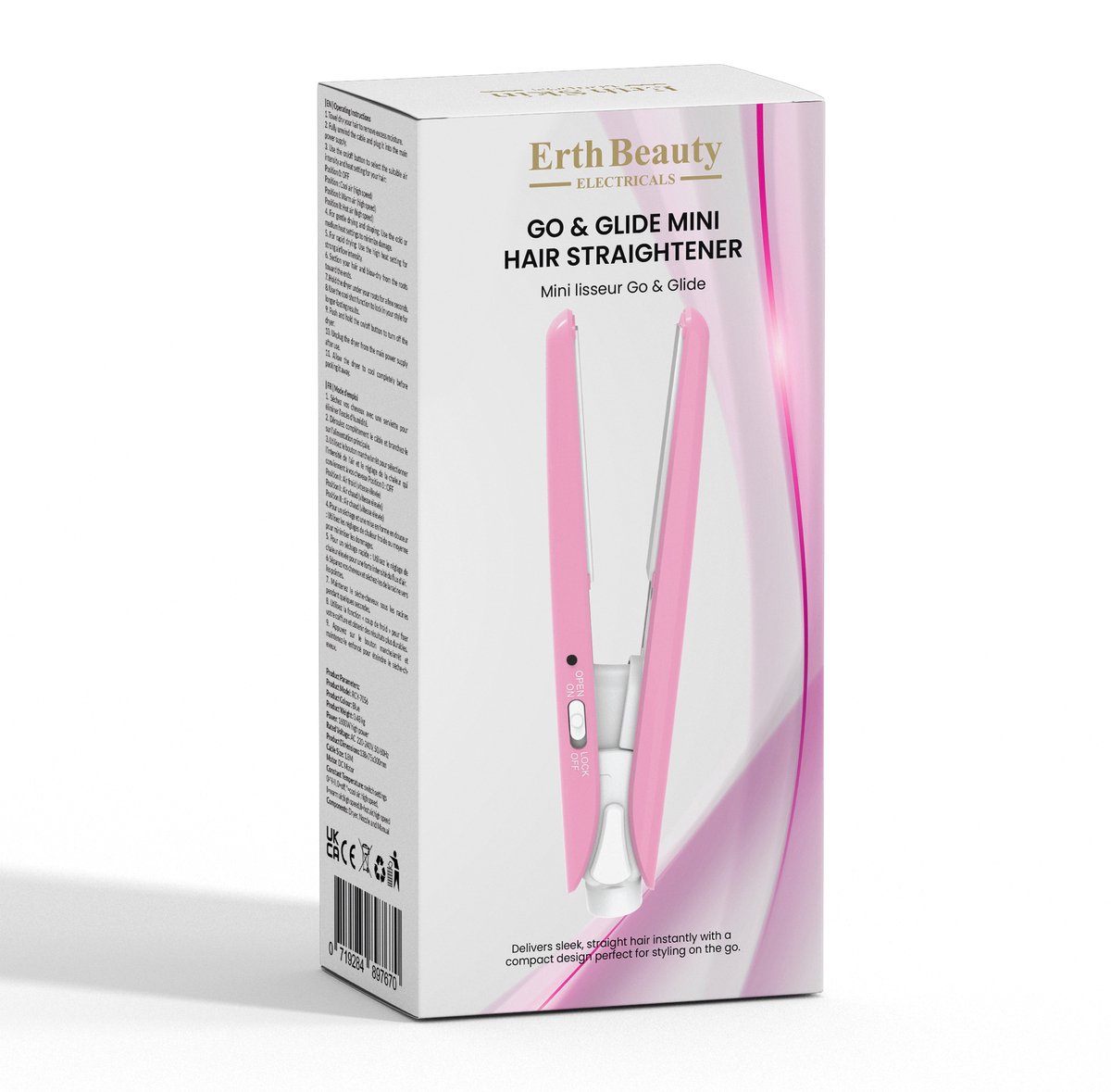 ErthSkin London Go & Glide Mini Haarglatter – Roze