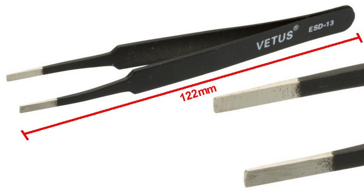 ESD-13 Antistatische Precisie Pincet - Breed, Plat & Kleine Toelopend