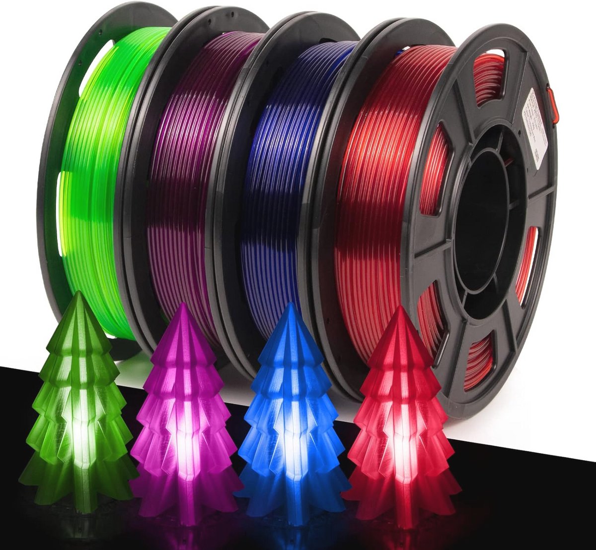 3D Printer Filament Set 1.75mm PETG in Diverse Kleuren - Beschikbaar in Rood, Blauw, Paars en Fluorescent Groen - 250g Spoelen