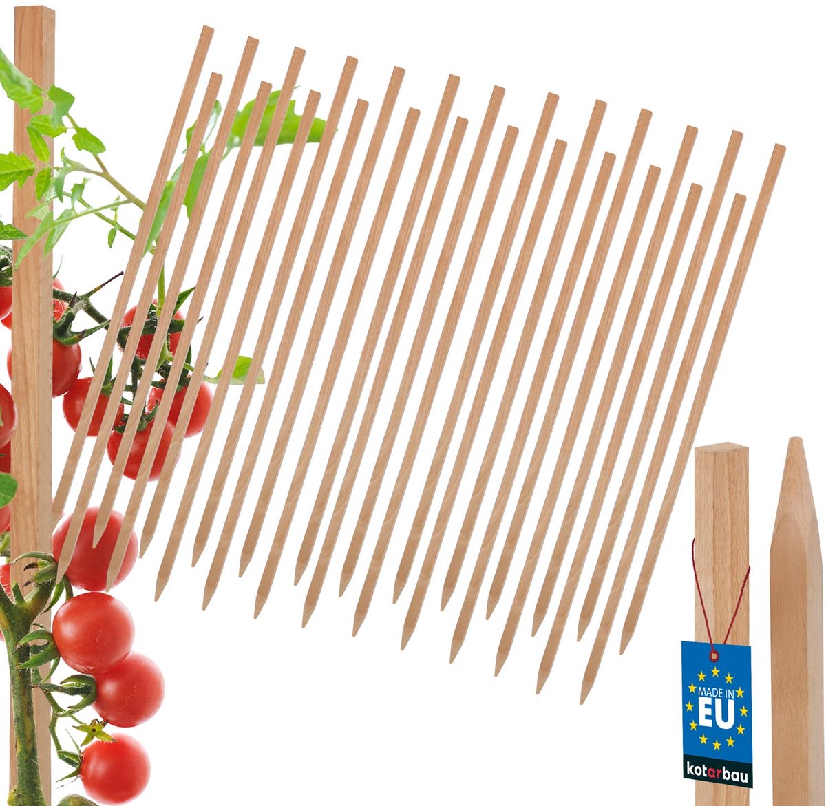 Kotarbau Serie - Houten Plantenstokken - 50 CM - Ondersteuning Voor Tomaten en Planten
