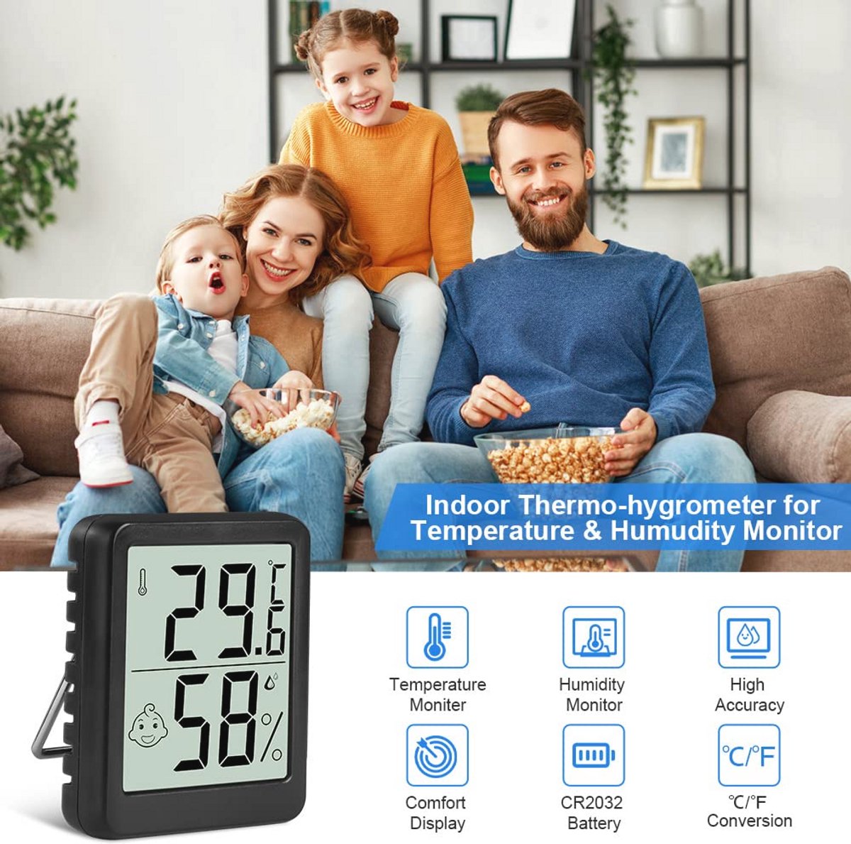 Mini LCD Thermometer en Hygrometer Set - Digitale Binnen Thermometers voor Babykamers, Woonkamers en Kantoor - Draadloze Luchtvochtigheidsmeters (3 Stuks) — cadeau in Cadeau-ideeën - foto 7