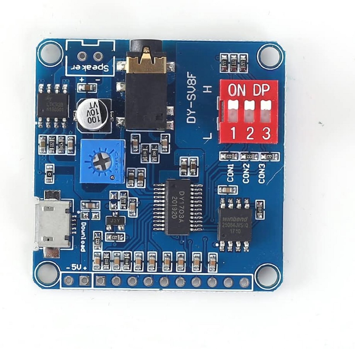 MP3-speler module met UART I/O Trigger en klasse D versterker - 5W 8MB geheugen