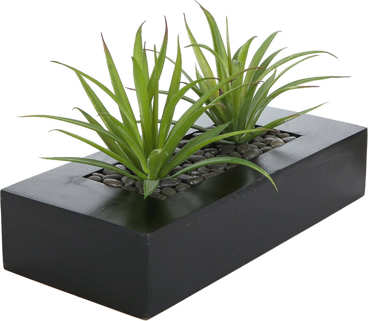 Kunstplant in Rechthoekige Bloempot van Hout - Groen Decoratief Accessoire