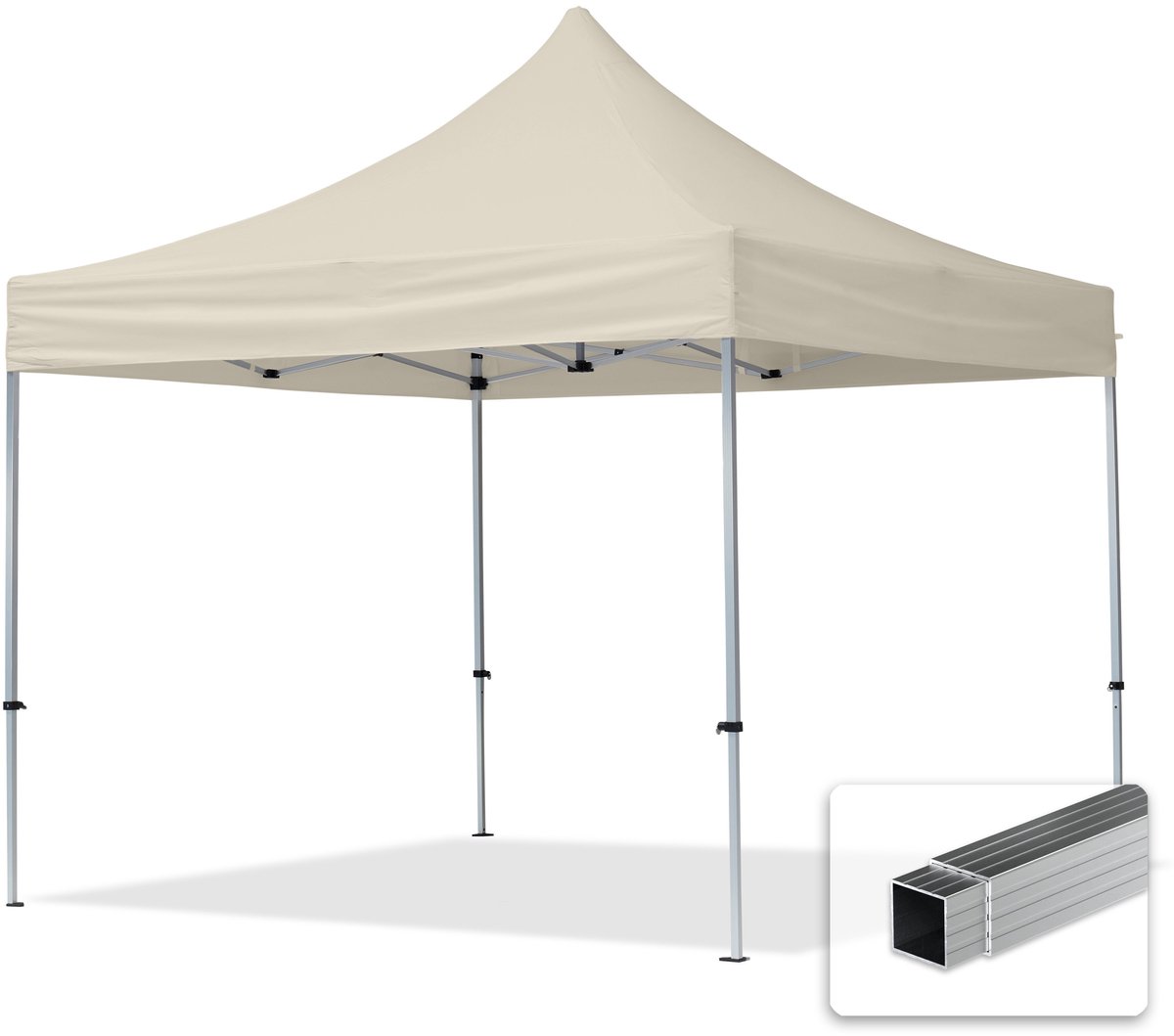 3x3 m Easy Up partytent Vouwpaviljoen, ECONOMY alu 32mm, crème