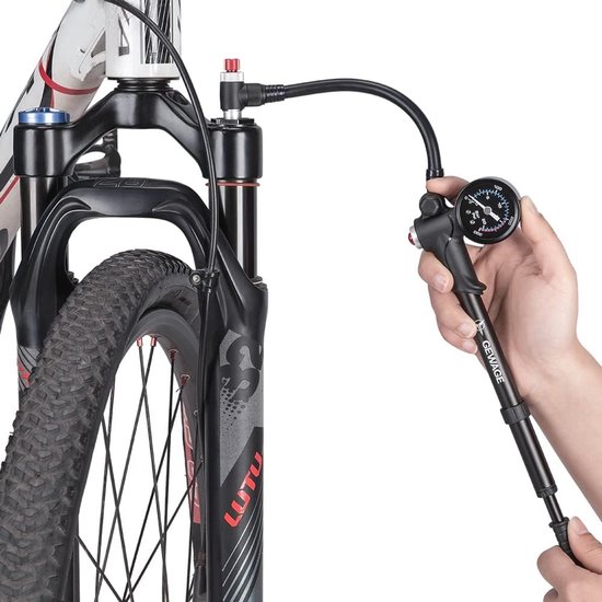 2-in-1 Fietspomp voor MTB en Racefiets - Draagbare Hogedrukpomp tot 300 Psi met Ontluchtingsknop — afbeelding 3