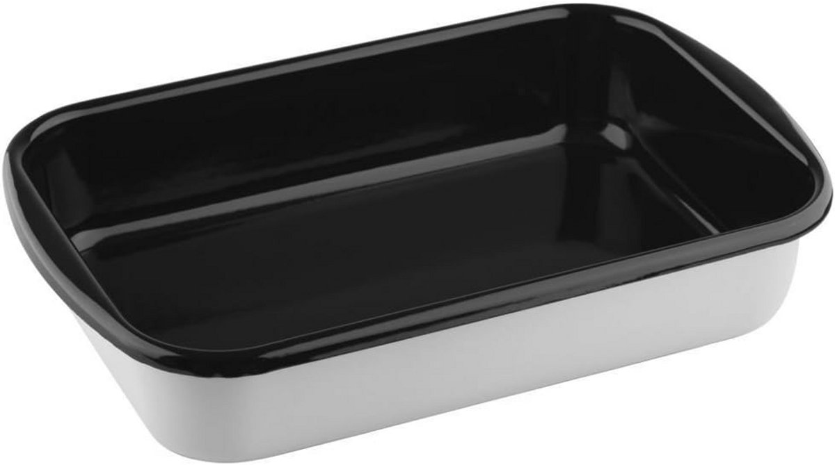 Braadpan 35 x 23 cm - Vuurvaste Emaille Ovenschaal in Rood/Zwart