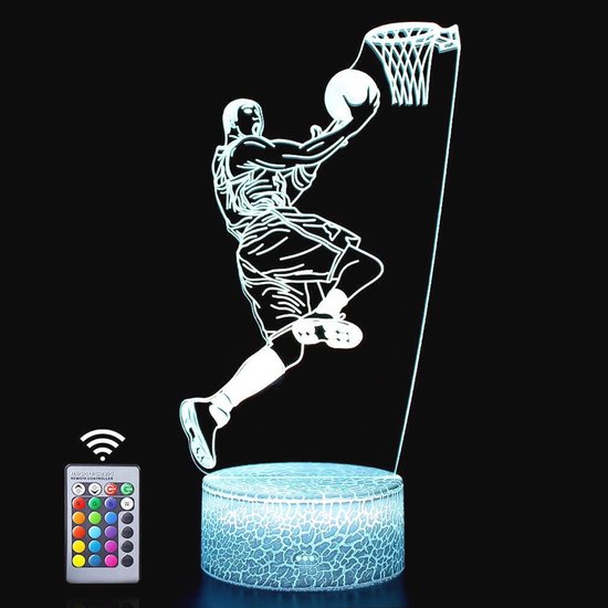 Creatieve 3D Basketbal Nachtlampje USB Aangedreven Afstandsbediening Raak Schakelaar Decor Tafellamp 7/16 Kleur Veranderende LED Tafellamp Verjaardagscadeau Kinderen Cadeau Decor Cadeau Kerst Decoratie