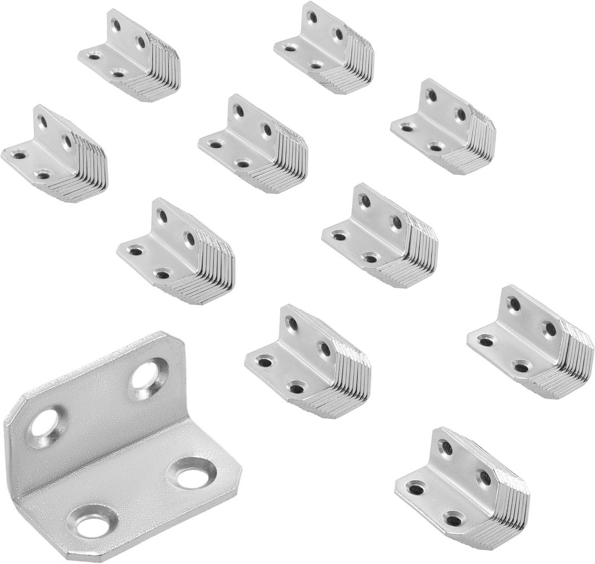 Set van 100 Hoekverbinders voor Meubels - 18 x 18 x 30 mm, Staal, Verzinkt, Geschikt voor Zware Belasting