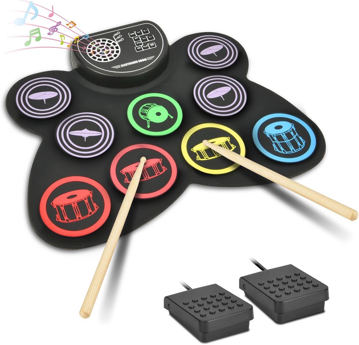 Elektronische Drumset met 9 Pads - Draagbare MIDI Drumset met Luidsprekers voor Beginners en Studenten