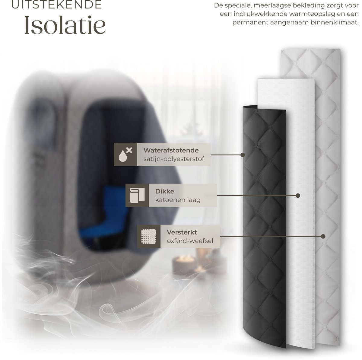 tectake® Mobiele Sauna ThermaLuxe I - Draagbare Stoomsauna - Stoomcabine met 15 Temperatuurstanden en Timerfunctie - Inclusief Afstandsbediening, Mat, Stoel en Draagtassen - Met Stoomverdeler voor Olieën en Geuren thumbnail 6
