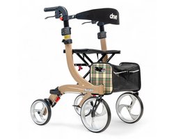 Rollator Nitro Medium - Champagne - 1.60m tot 1.80m - Lichtgewicht - Weggewerkte remkabels - Opvouwbaar - Grote voorwielen