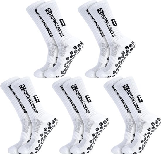 5paar Gripsokken Voetbal,Sportsokken,Anti-Blaren -Sportsokken - Basketbal sokken - Antislip sokken - voor Heren, Dames, Voetbal, Basketbal,Hardlopen - Tennissokken - Fitness -Wit (Maat 38-40)
