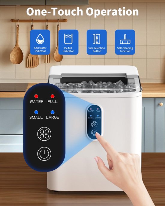 Draagbare IJsblokjesmachine - Produceert Snel IJs in 2 Formaten - Zelfreinigend en Stil — afbeelding 3