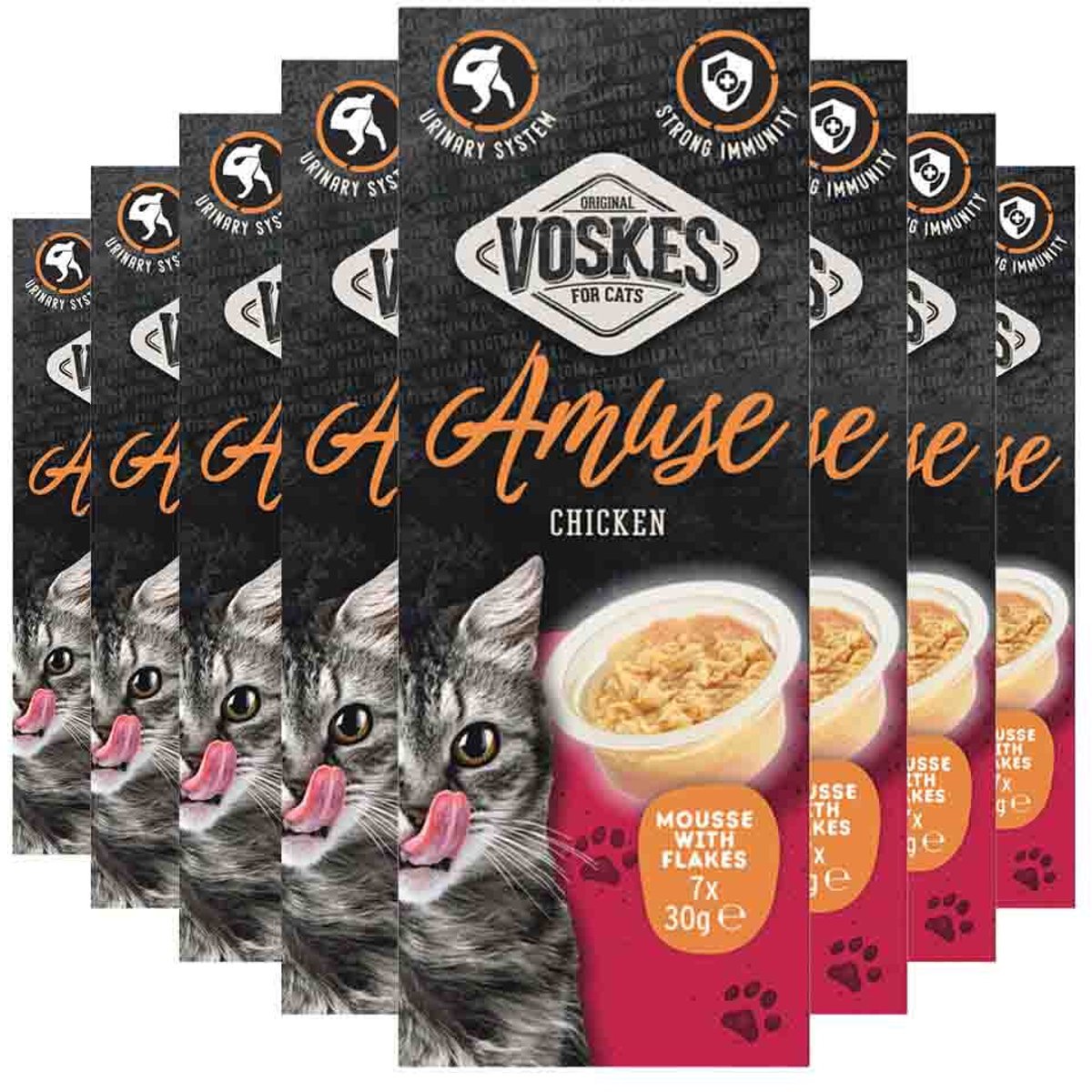 Voskes Kattensnack Mousse Kip - 8 x 7x30 gr - Voordeelverpakking