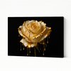 rose, gouttelettes dorées, doré, Noir, fond noir, Blanc