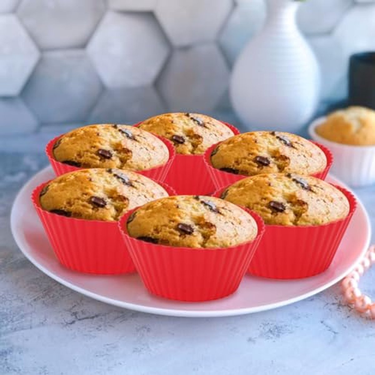 Accessoires voor de airfryer - vierkante antiaanbak bakvorm - Ongeveer 17,78 cm - Vierkante bakvorm voor airfryer - Zwart - Roestvrijstalen bakvorm - Inclusief 6 mokken - Herbruikbare bakvorm - Broodbakmand — afbeelding 5