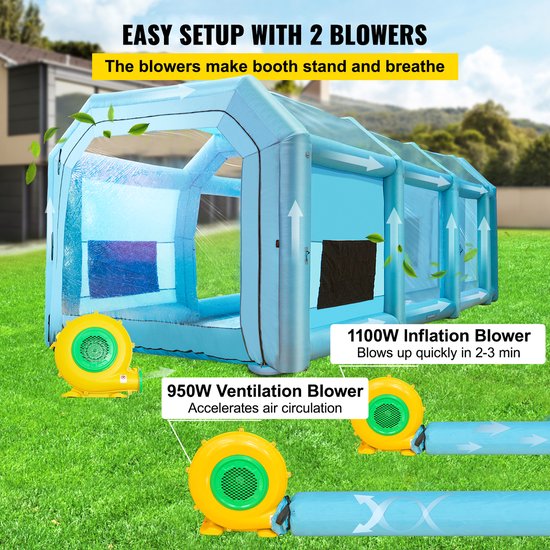 VEVOR Paint Booth Diy Spuitverf Spuitverf Bescherming Tent 10,75x3,9x3,47m Blauw van Merkloos — afbeelding 3